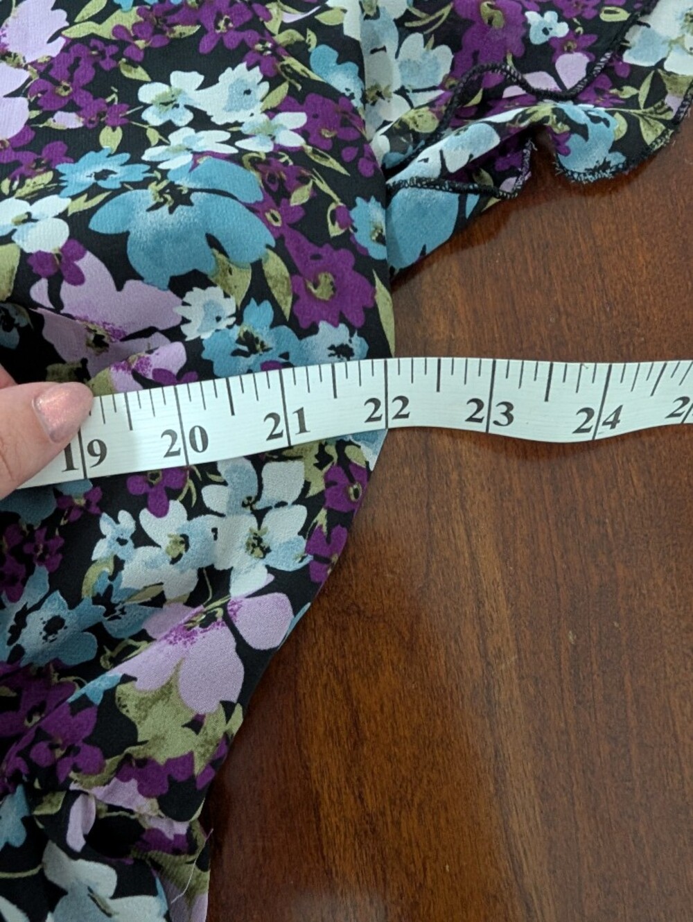 Prettygarden Purple And Blue Floral Faux Wrap Dress, Size XL - Picture 6 of 6